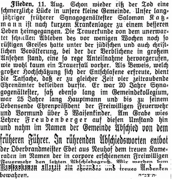Traueranzeige Salomon Katzmann