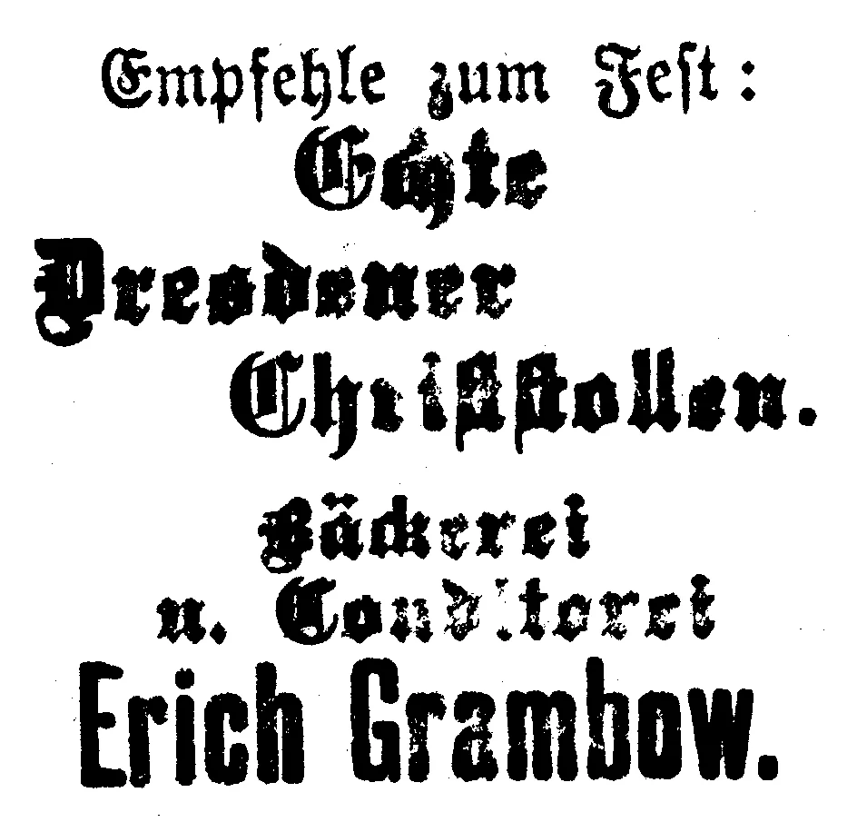 Annonce Bäcker Erich Grambow im Neukalener Tageblatt vom 22.12.1929