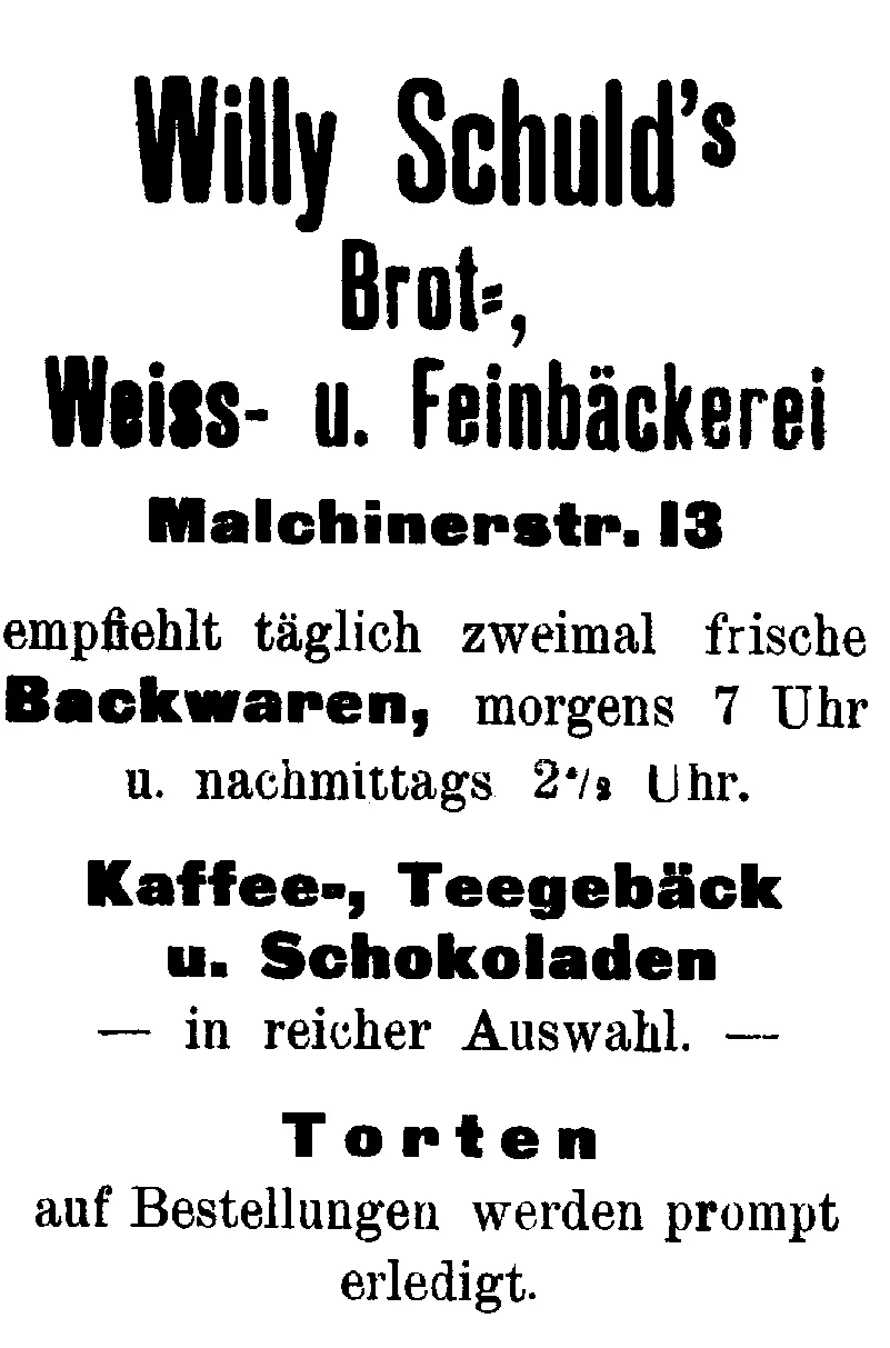 Annonce Willy Schuld, 1926