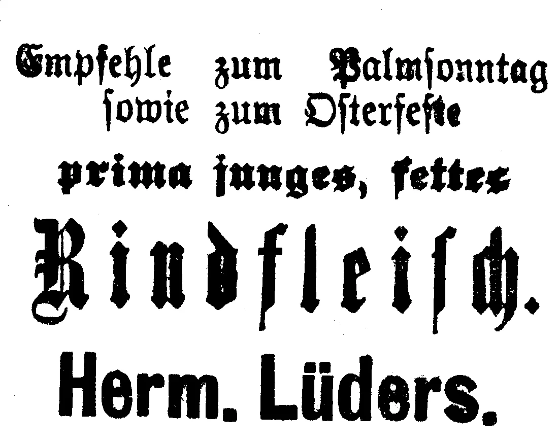 Annonce Lüders im Neukalener Tageblatt vom 12.4.1935