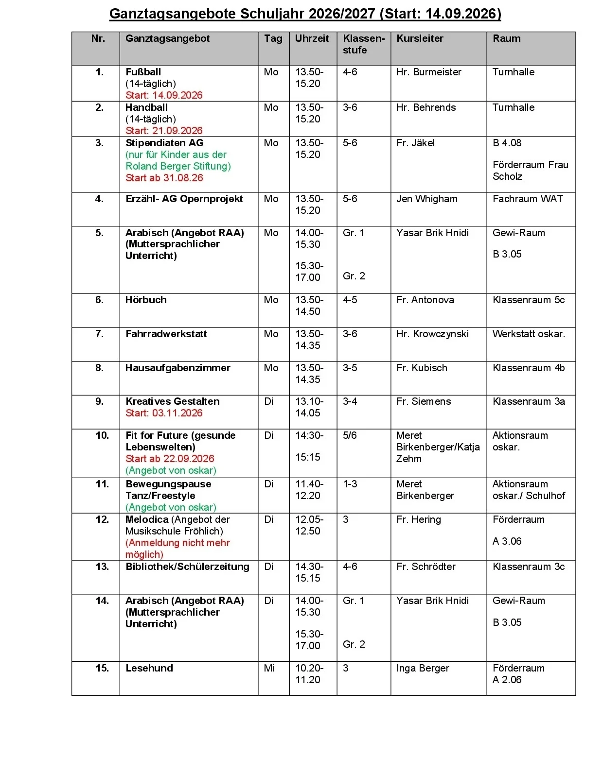 Unser Ganztagsprogramm