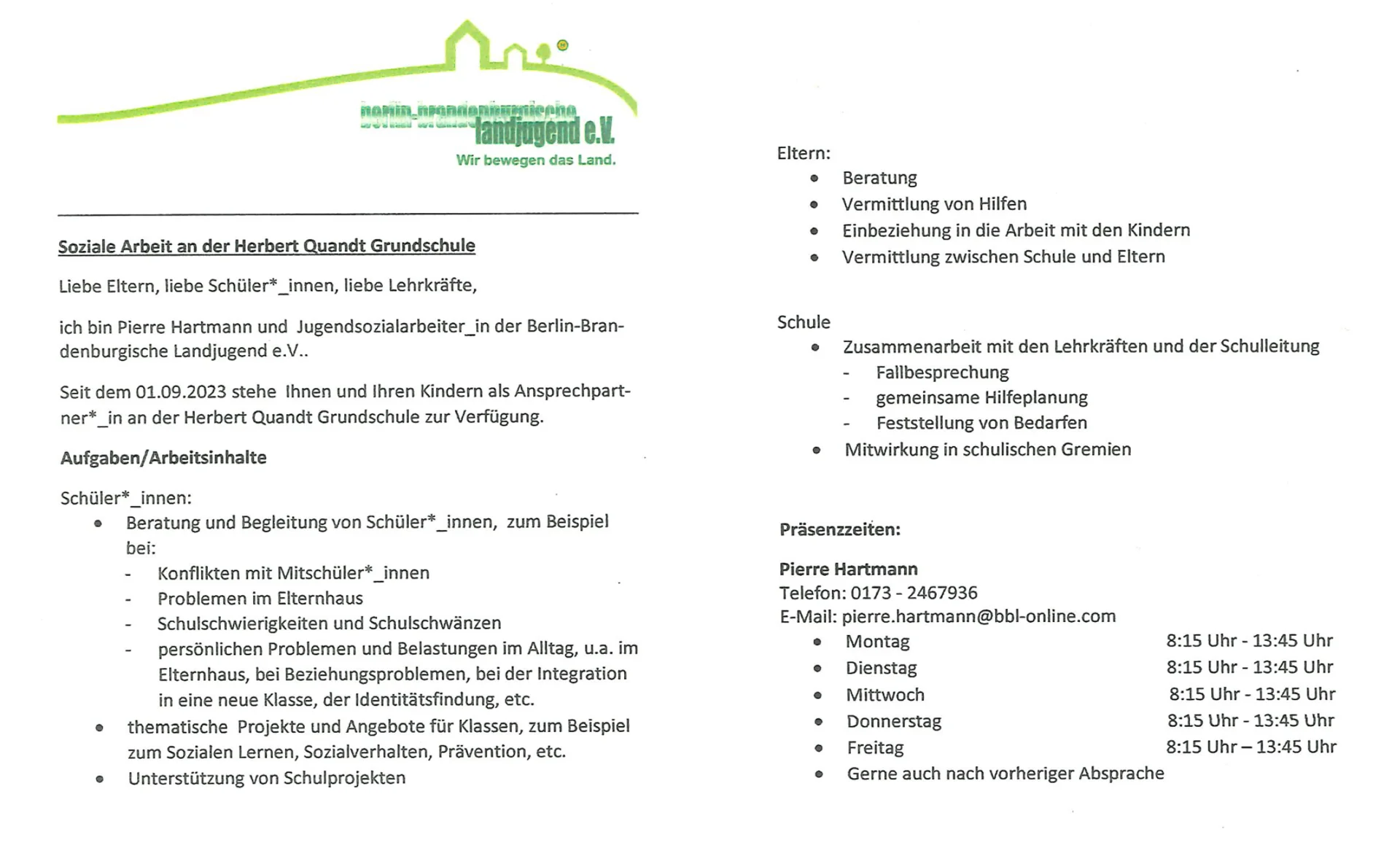 Soziale Arbeit an der Herbert-Quandt-Schule