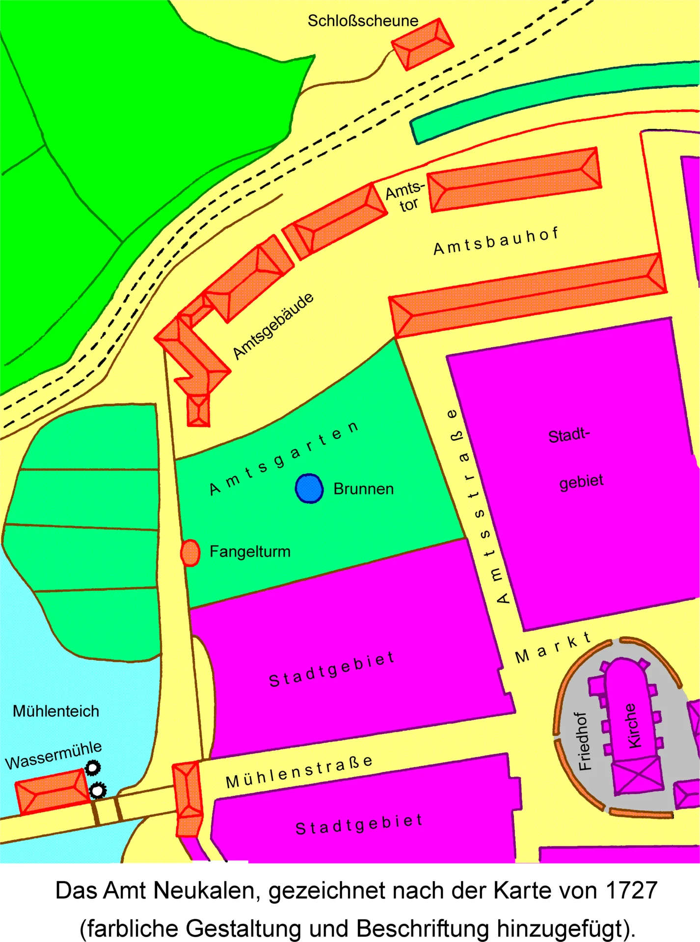 Das Amt Neukalen, gezeichnet nach der Karte von 1727