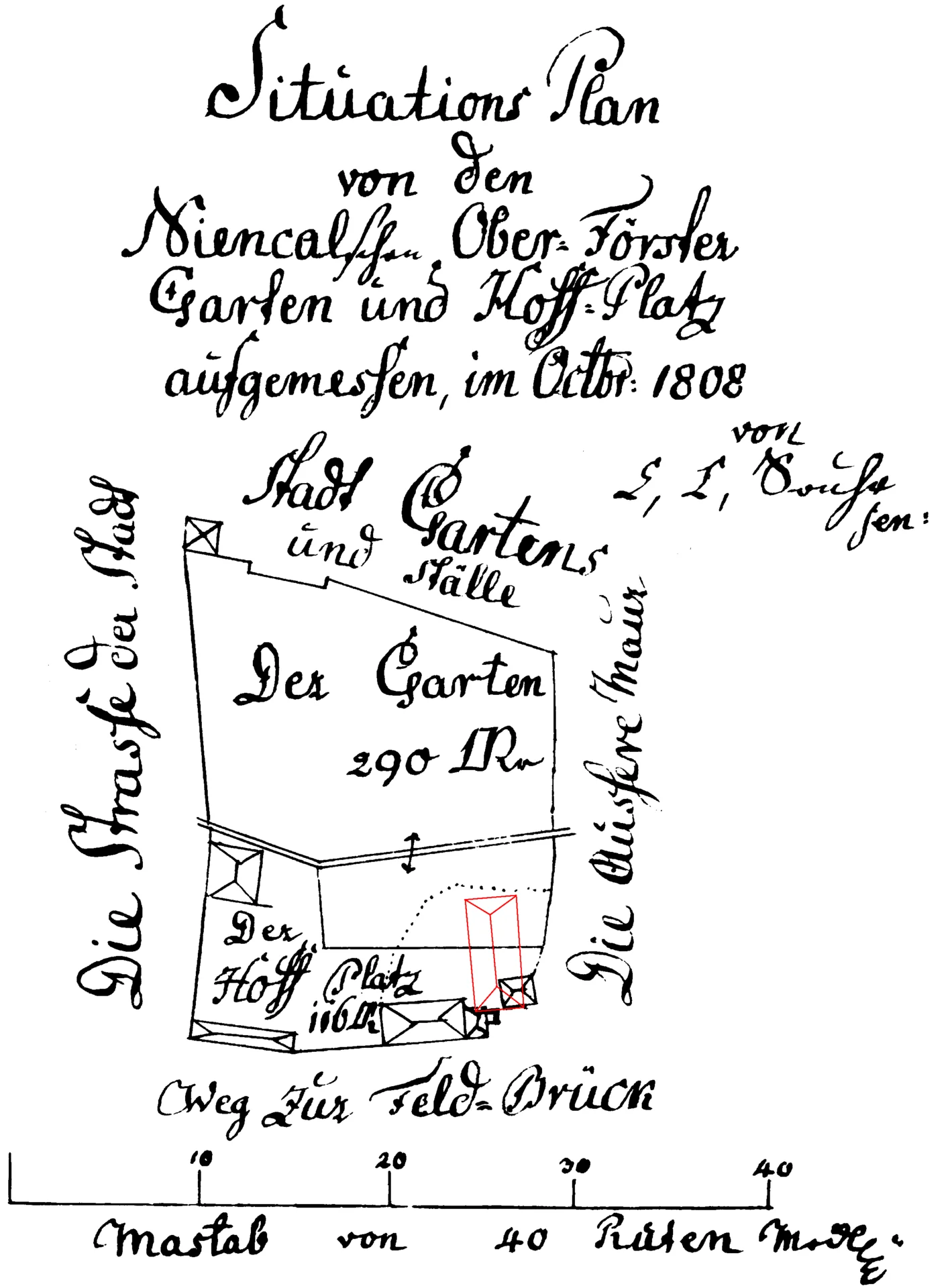 Situations Plan von den Ober-Förster Garten und Hoff-Platz