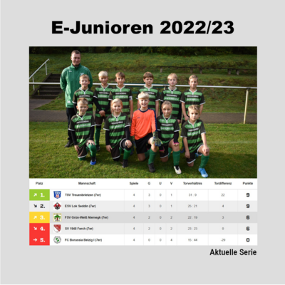 Vorschaubild: E-Junioren Aktuelle Tabelle 2022/23