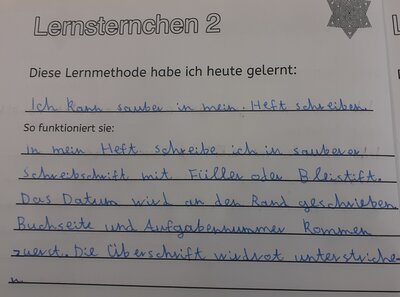 Eintrag ins Lernsternchenheft  (Bild vergr&ouml;&szlig;ern)