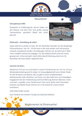 Foto des Albums: Newsletter Förderverein Oktober 2023