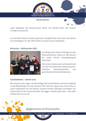 Foto des Albums: Newsletter Förderverein Januar 2024