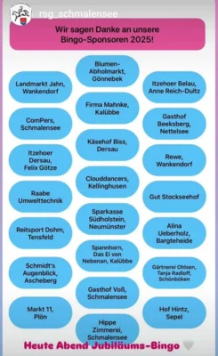 Die Sponsoren des 10  Bingo-Abends 