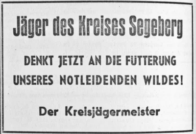 Aufruf zur Wildf&uuml;terung, SZ 21 02 1956 