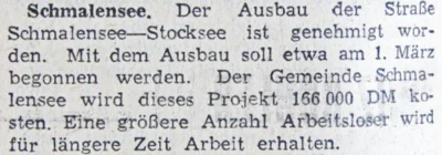 Ausbau der Stockseer Stra&szlig;e, SZ 28 02 1951 