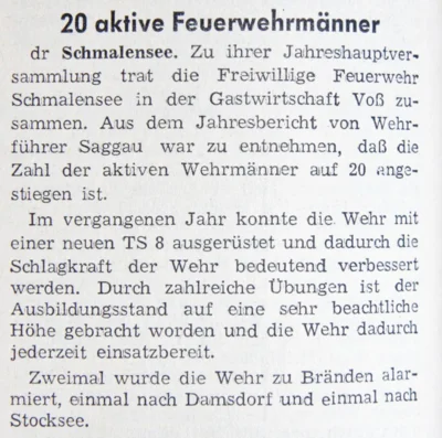 Bericht zur Feuerwehr-JHV, SZ 14 03 1961 