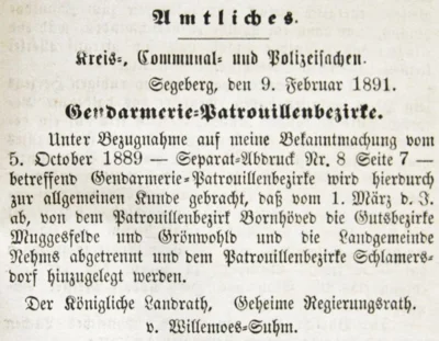 Gendarmerie - Patrouillenbezirk, SKWB 12 02 1891 