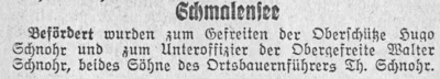 Bef&ouml;rderungen von Hugo und Walter Schnohr, SKTB 18 03 1941 