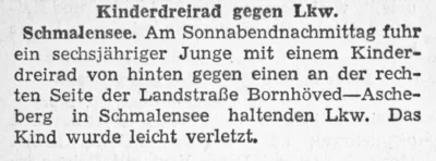 Unfall Dreirad ggen Lkw, SZ 26 03 1956 