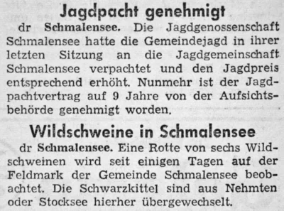 Jagdsachen in Schmalensee, SZ 12 04 1961 