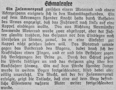 Verkehrsunfall in Schmalensee, SKTB 15 04 1936 