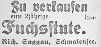 Richard Saggau verkauft Fuchsstute, SKTB 29 04 1941 