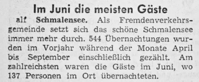 Schmalenseer Fremdenverkehrs-Bilanz 1960, SZ 05 04 1961 