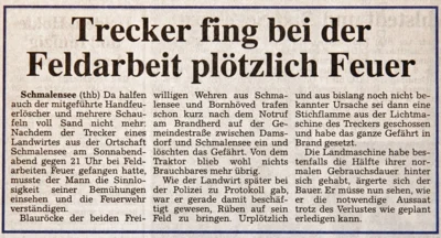 Treckerbrand in Schmalensee, SZ 23 04 2001 