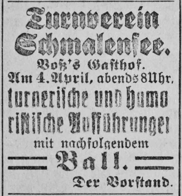 Turnverein Schmalensee mit Auff&uuml;hrungen und Ball, SKTB 25 03 1926 