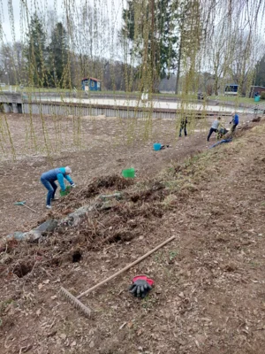 Teichrand wird ges&auml;ubert 