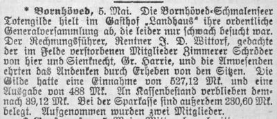 Bornh&ouml;ved-Schmalenseer Totengilde, SKTB 06 05 1916 