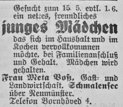 Meta Vo&szlig; sucht junges  M&auml;dchen, SKTB 04 05 1936 