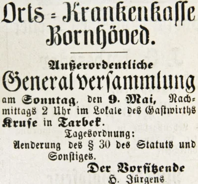 Ortskrankenkasse Bornh&ouml;ved, SKWB 01 05 1886 