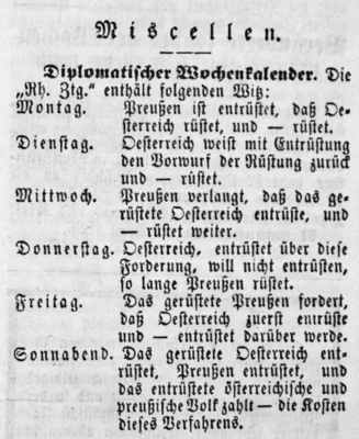 Satire zum Konflikt Preu&szlig;en-&Ouml;sterreich, SWB 12 05 1866 