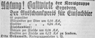 Bierpreis-Ansage, SKTB 26 05 1941 