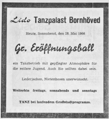 Er&ouml;ffnung Lido Tanzpalast Bornh&ouml;ved, SZ 28 05 1966 
