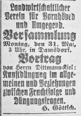 Versammlung Landwirtschaftlicher Verein Bornh&ouml;ved, SKTB 28 05 1926 