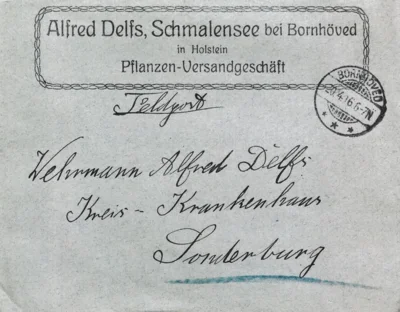 Fedpost an Alfrde Dels in Sonderburg 1916 