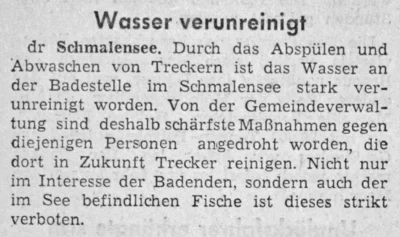 See durch Treckerwaschen verschmutzt, SZ 06 06 1961 