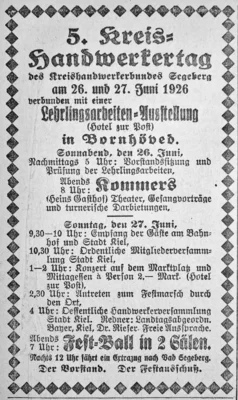 Kreishandwerkertag Bornh&ouml;ved Anzeige, SKTB 05 06 1926 