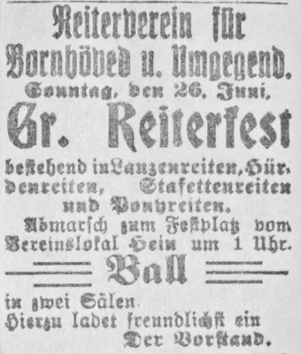 Reiterfest in Bornh&ouml;ved, SKTB 25 06 1921 