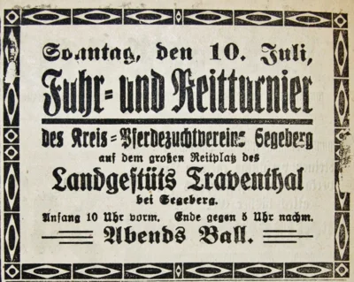 Fahr- ud Reitturnier in Traventhal, SKTB 10 07 1921 