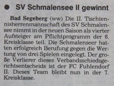 SVS-Tischtennis, Aufstieg nach Urteil, SZ 08 07 1996 