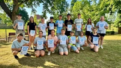Die Erstplatzierten der Klassen 4 - 6 im Schlagballweitwurf 