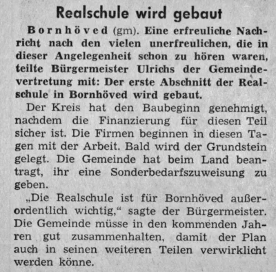 Baubeginn f&uuml;r die Realschule Bornh&ouml;ved, SZ 19 08 1966 