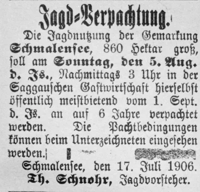 Jagdverpachtung, SKTB 19 07 1906 