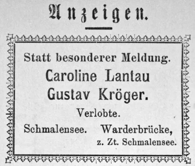 Verlobung von Caroline Lantau, SKWB 31 08 1896 