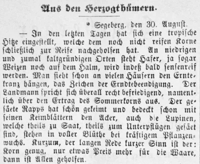 Tropische Hitze schadet der Ernte, SKWB 31 08 1886 