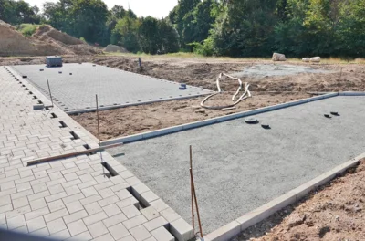 Parkpl&auml;tze mit dunklem Pflaster 