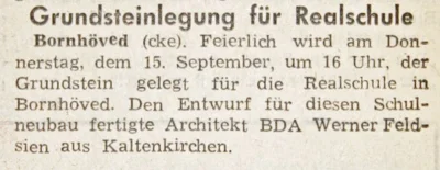 Grundsteinlegung Realschule Bornh&ouml;ved, SZ 08 09 1966 