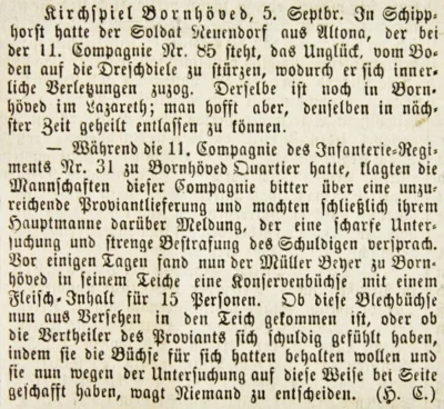 Man&ouml;verberichte aus Bornh&ouml;ved, SKWB 10 09 1881 