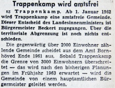 Trappenkamp amtsfrei, SZ 07 09 1961 