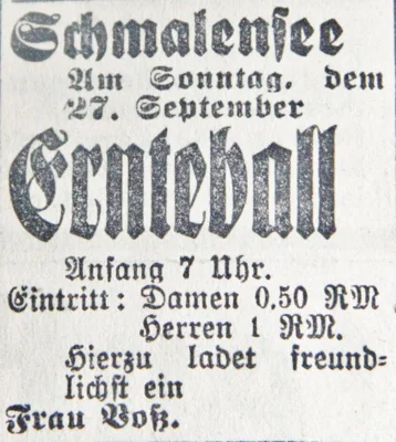 Ernteball im Gasthof Vo&szlig;, SKTB 26 09 1931 