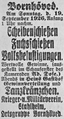 Scheibenschie&szlig;en in Bornh&ouml;ved, SKTB 16 09 1926 